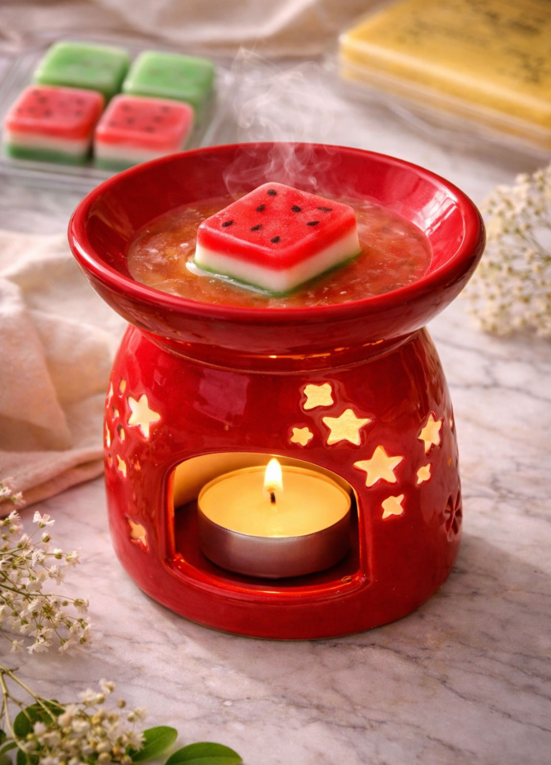 Wax Melts Mousse de Sandia- Soy Wax Melts Frutales para Quemador Luz del Alba