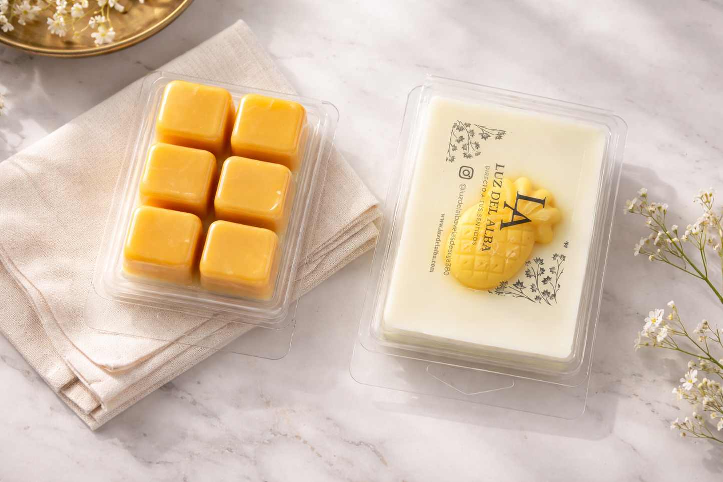 Wax Melts Piña Colada- Soy Wax Melts Tropicales para Quemador- Luz del Alba