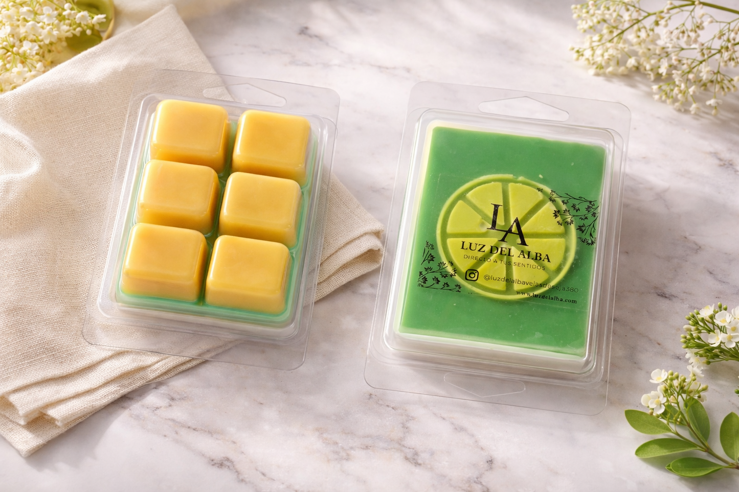 Wax Melts de Soja Aroma Limon Cremoso - Fragancia Citrica Relajante Luz del Alba