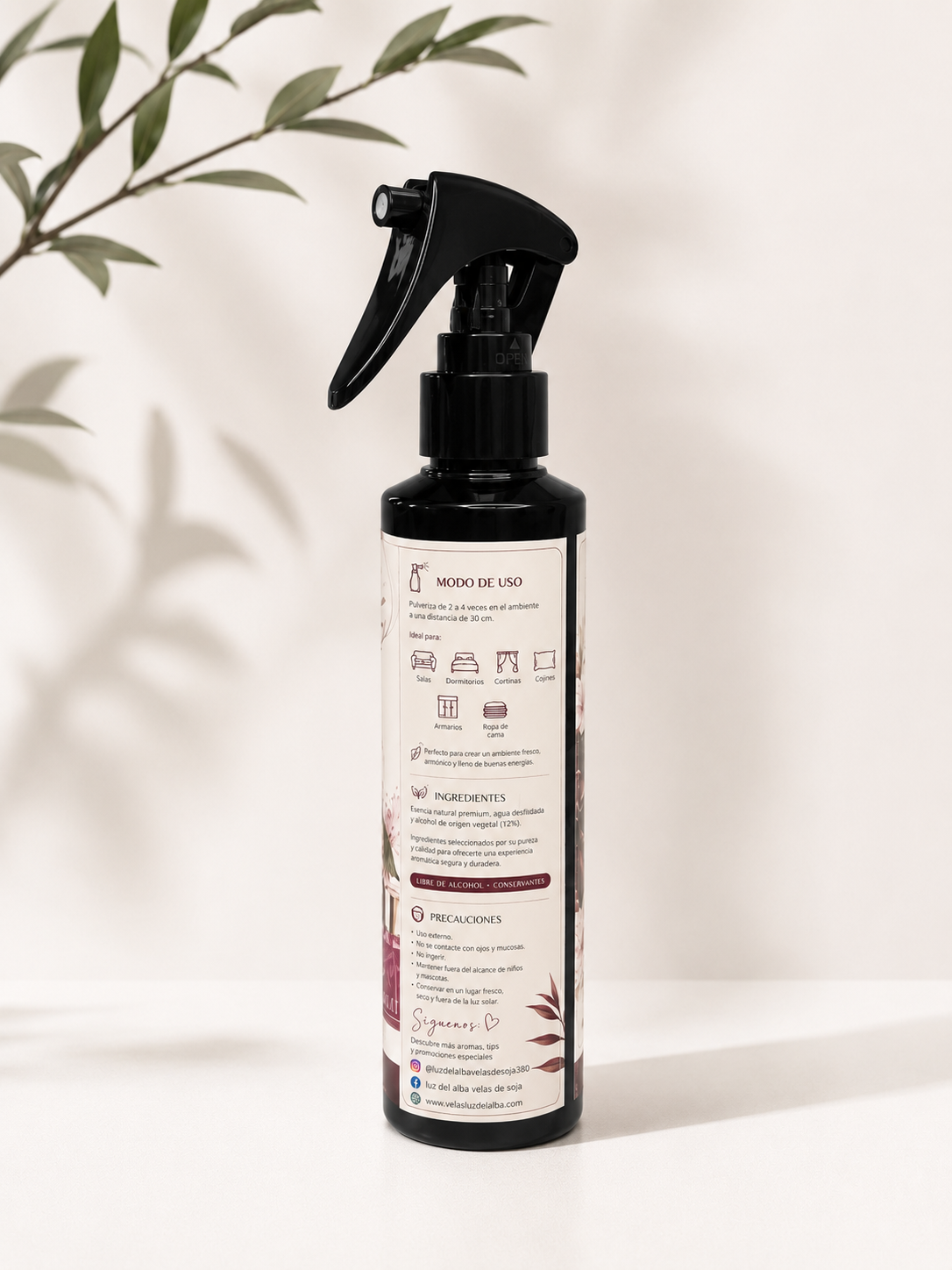 Room Spray Black Cherry 200 ml- Ambientador textil y hogar- Luz del Alba