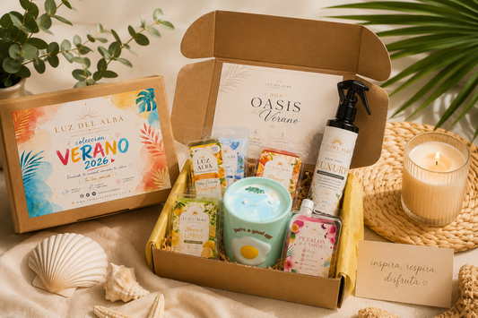 Box Oasis del Verano- Set de Velas, Wax Melts y Room Spray- Luz del Alba