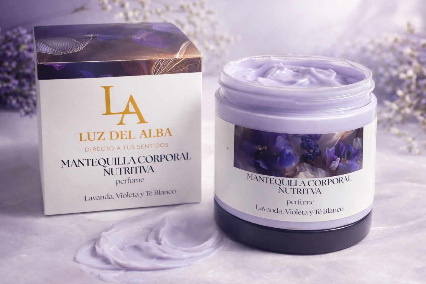 Mantequilla Corporal Lavanda Violeta & Té Blanco 200 ml- Crema Hidratante Natural