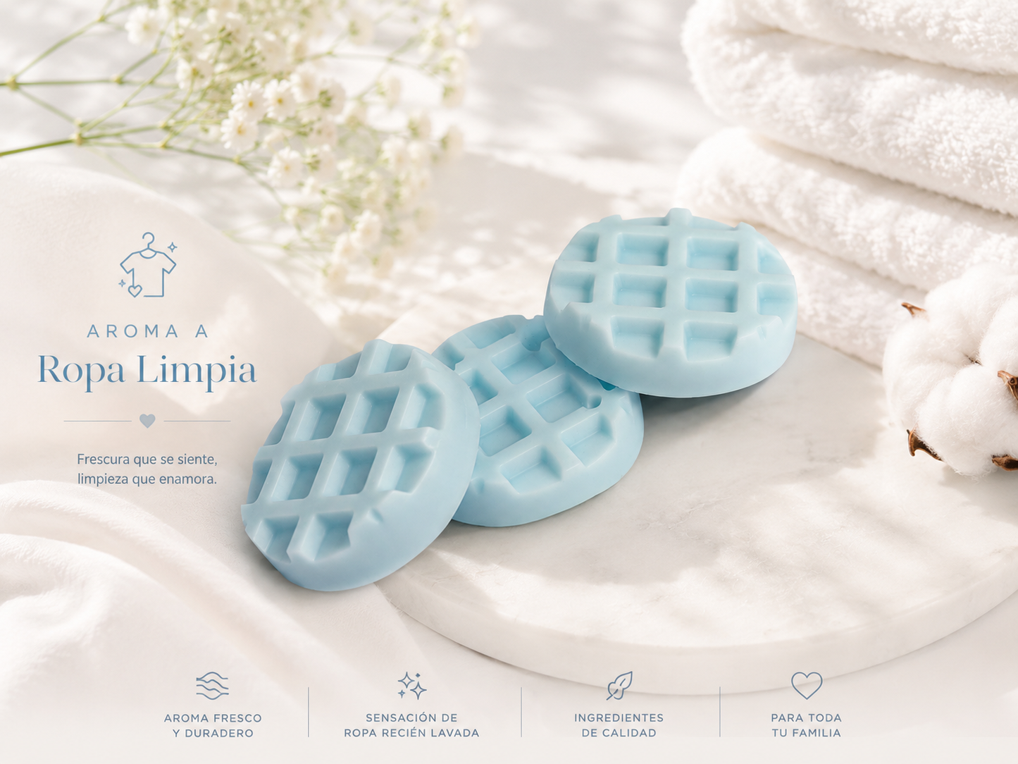 Waffles Aromáticos Ropa Limpia- Wax Melts de soja
