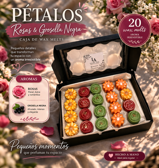 Wax Melts Pétalos Rosas y Grosella Negra 110g- Cera de Soja