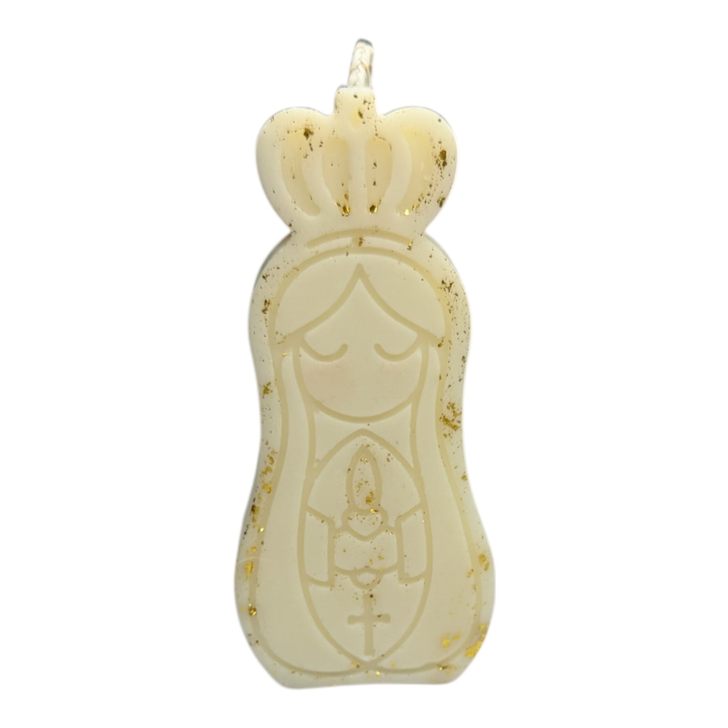 Vela VirgenVELA VIRGEN CON DESTELLOS DORADOS-75G